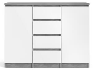 Naia Concrete White Gloss 4 Drawers Sideboard