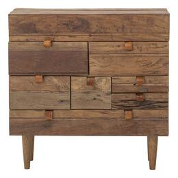 Harley Chest of drawers - / Recycled and reused wood & leather - L 70 x D 32 x H 70 cm by Bloomingville Natural wood