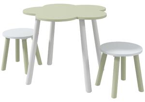 ZONEKIZ 3 Piece Kids Table and Chair Sets, Flower Design Children Furniture Set for Bedroom, Nursery, Playroom, Yellow