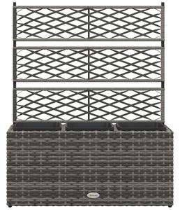 Outsunny Rattan Garden Planter with Trellis, 33L Free Standing Flower Bed for Climbing Plants, 84 x 30 x 107cm, Light Grey