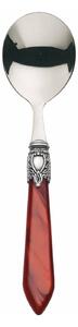 OXFORD OLD SILVER-PLATED RING 6 SOUP SPOONS - Burgundy Red