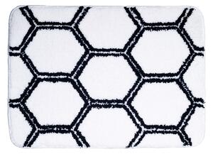 Honeycomb Microfibre Bath Mat White and Blue
