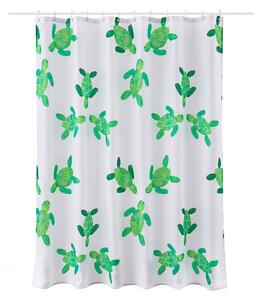 Turtles Shower Curtain White, Green and Yellow