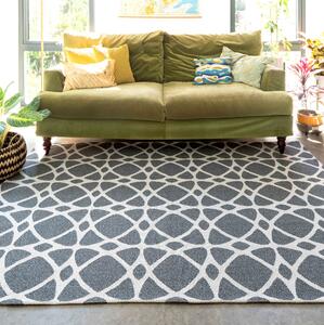 Art Deco Grey Woven Sustainable Recycled Cotton Rug | Kendall