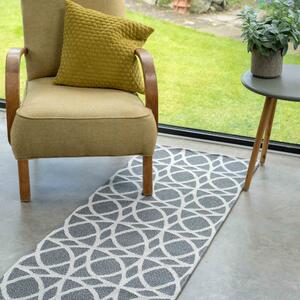 Art Deco Grey Woven Sustainable Recycled Cotton Runner Rug | Kendall