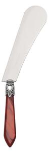 OXFORD OLD SILVER-PLATED RING CHEESE KNIFE AND SPREADER - Burgundy Red