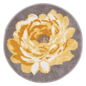 Ashbourne Ochre Floral Bath Mat Grey, White and Yellow