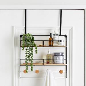 Bamboo Over Door Storage and Hooks Natural