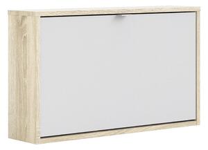One Tilting Oak & White Door Shoe Cabinet