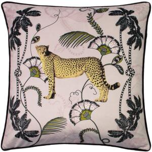 Tropical Cheetah Velvet Piped 45cm x 45cm Filled Cushion Blush