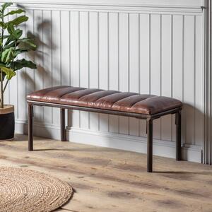 Lurley 120cm Leather Bench - Brown