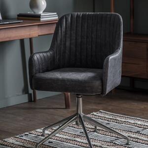 Eddie Leather Swivel Chair - Antique Ebony Grey
