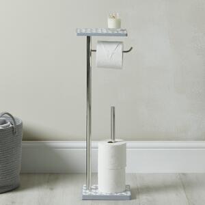 Geo Tile Toilet Butler and Shelf Grey and White