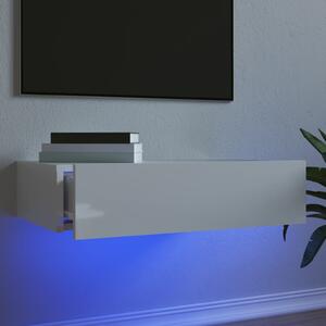 TV Cabinet with LED Lights High Gloss White 60x35x15.5 cm