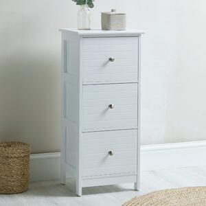 Nautical 3 Drawer Unit with Nickel Handles White