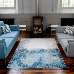 Ocean Blue Abstract Artistic Large Living Room Rugs | Oscar