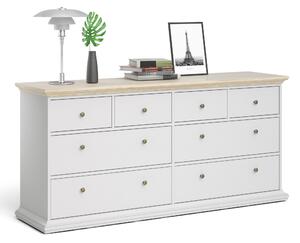 Paris Wooden White & Oak Chest of 8 Drawers
