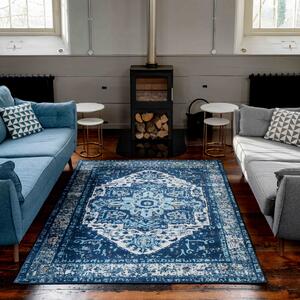 Distressed Navy Blue Vintage Oriental Large Living Room Rugs | Oscar