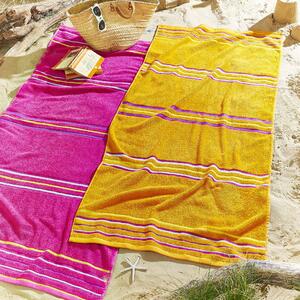 Catherine Lansfield Rainbow Pink and Orange Beach Towel Twin Pack Yellow and Purple