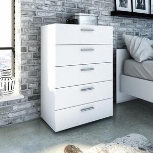 Pepe White 5 Drawers Modern Chest Of Drawers