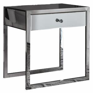 Bath Mirrored 1 Drawer Side Table - Silver