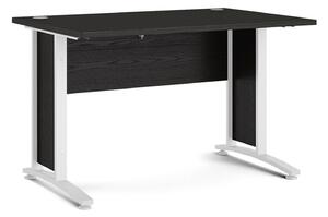 Prima Black Woodgrain Desk With White Legs