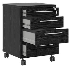Prima Black Woodgrain Pedestal Cabinet