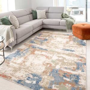 Soft Rustic Blue Distressed Abstract Living Room Rug | Ludlow