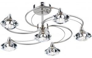 Dar lighting LUT0646 Luther 6 Light Semi Flush Complete With Crystal Glass Satin Chrome