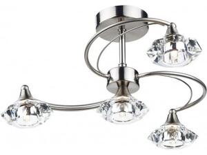 Dar lighting LUT0446 Luther 4 Light Semi Flush Complete With Crystal Glass Satin Chrome