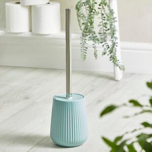 Mint Ribbed Ceramic Toilet Brush Green