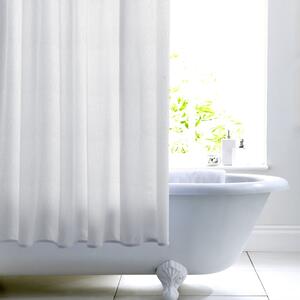 White Woven Cotton with Peva Lining Shower Curtain White