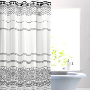 Nomadic Tassel Monochrome Shower Curtain Black/white