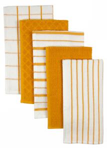 Terry Set of 5 Tea Towels Yellow