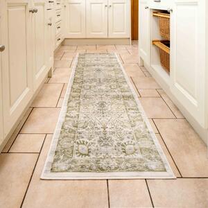 Vintage Traditional Green Floral Hall Runner Rug | Catalina
