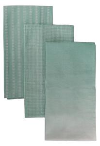 Set of 3 Printed Ombre Tea Towels Green