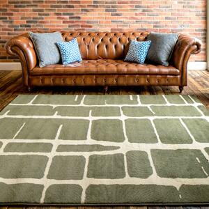 Modern Green Fractured Design Living Room Rug | Alabama