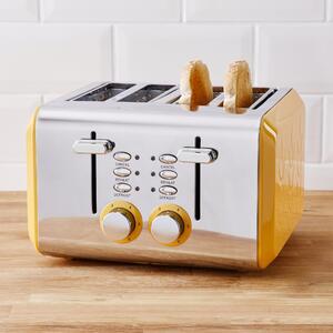 Vete Ochre 4 Slice Toaster Yellow and Silver