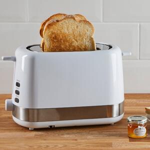 Dunelm 2 Slice Plastic White Toaster White and Silver