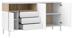 Roomers White and Oak 3 Doors Sideboard