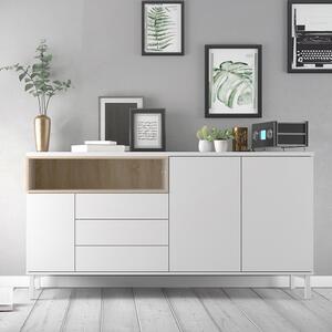 Roomers White and Oak 3 Doors Sideboard
