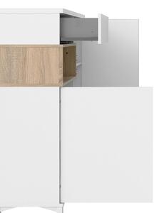 Roomers White & Oak Tall Sideboard