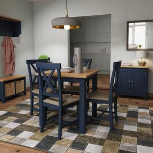 Rutland Oak Top Square Dining Table In Blue