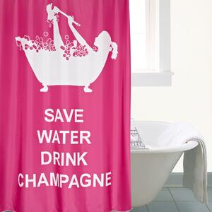 Drink Champagne XL Shower Curtain Pink and White