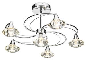 Dar lighting LUT0650 Luther 6 Light Semi Flush Complete With Crystal Glass Polished Chrome