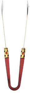 ALADDIN GOLD-PLATED RING SALAD TONGS - Burgundy Red