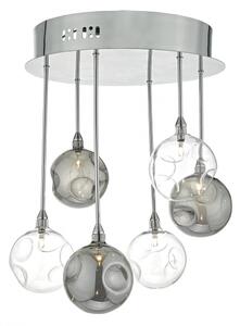 Dar lighting QUI0610 Quinn 6 Light Semi Flush Polished Chrome With Smoked and Clear Glass