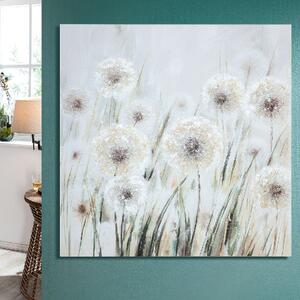 Colindale Wooden Bloom Meadow Wall Art In Cream And White