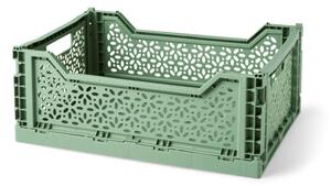 Folding crate - 40 x 30 x 15 cm. - Moss Green - Søstrene Grene
