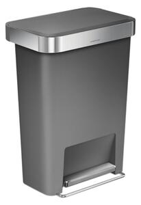 Simplehuman 45 Litre Plastic Pedal Bin With Liner Pocket Silver/White